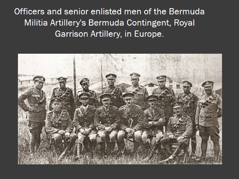 Officers and senior enlisted men of the Bermuda Militia Artillery's Bermuda Contingent, Royal Garrison